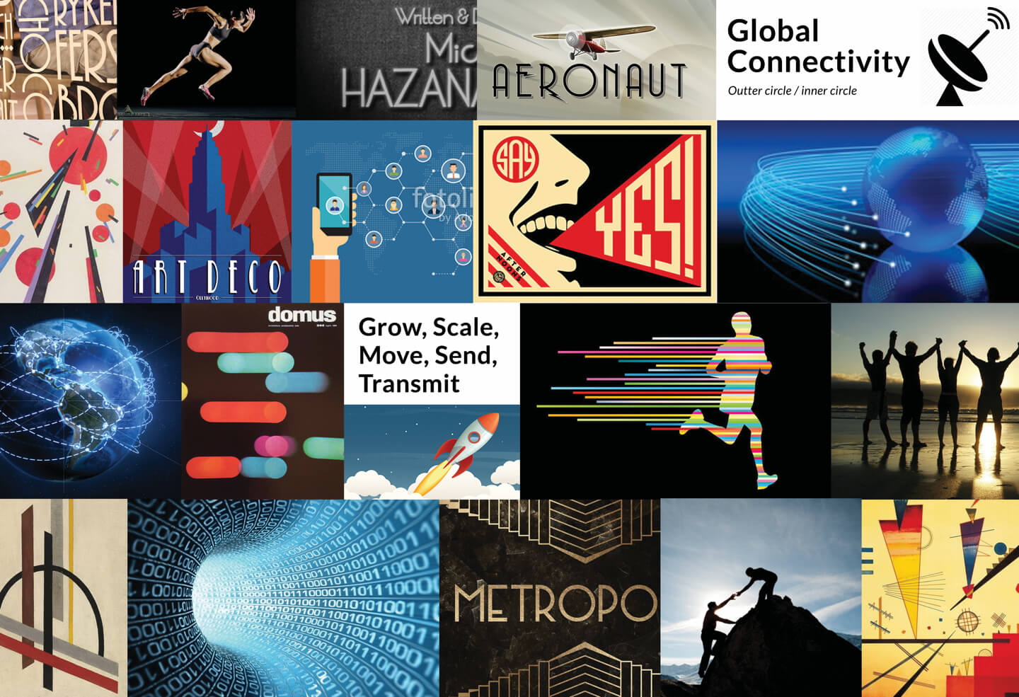 Initial moodboard and inspiration from R&D phase of 2600Hz rebrand