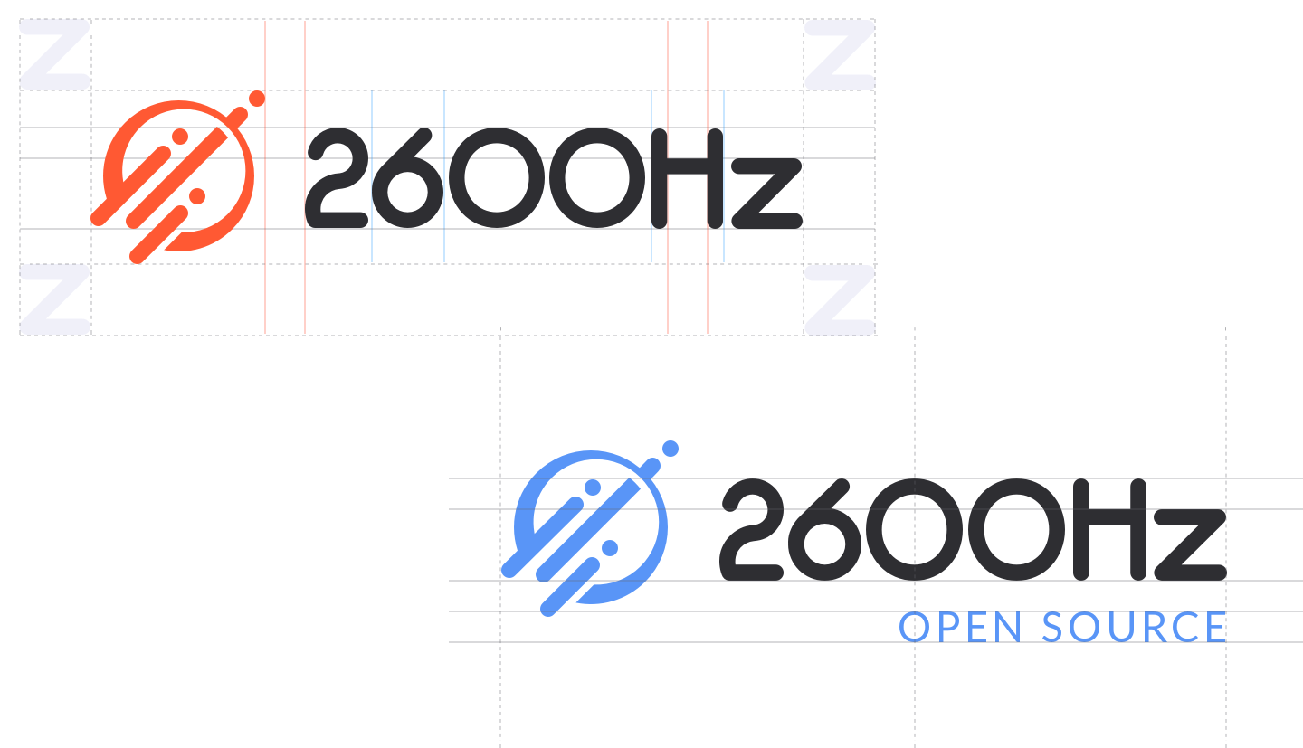 Spacing and proportions for the new 2600Hz identity