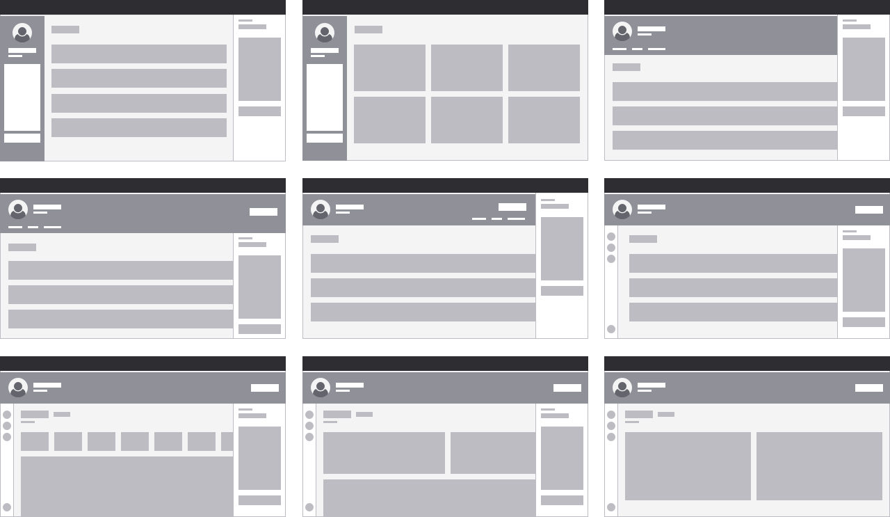 Blockframe explorations for navigation and queues layout