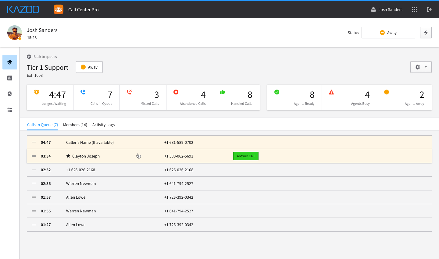 Inspecting a queue's current calls